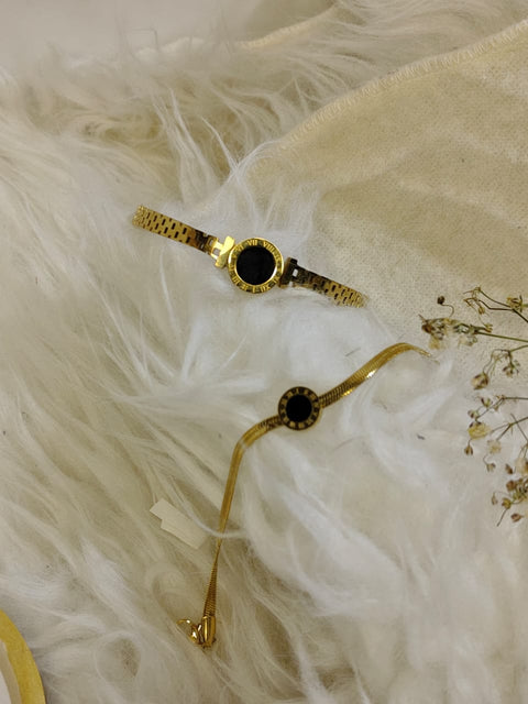 Black Romania stack  (Bangle+Bracelet)
