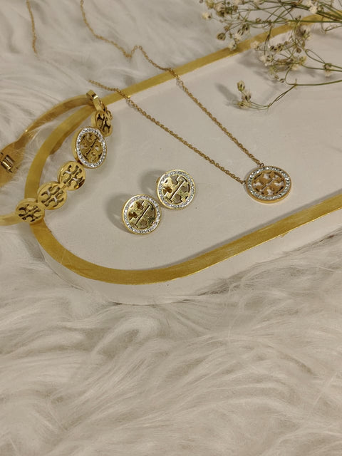 Stainless Zircon Tory 3-piece set (Necklace, Earrings, Bangle)