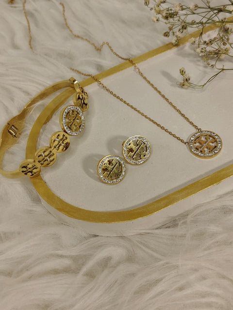 Stainless Zircon Tory 3-piece set (Necklace, Earrings, Bangle)