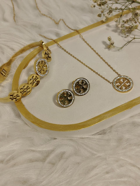 Stainless Zircon Tory 3-piece set (Necklace, Earrings, Bangle)