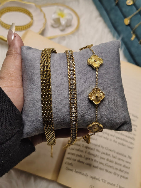 Gold Clover Bracelet Stack ✨